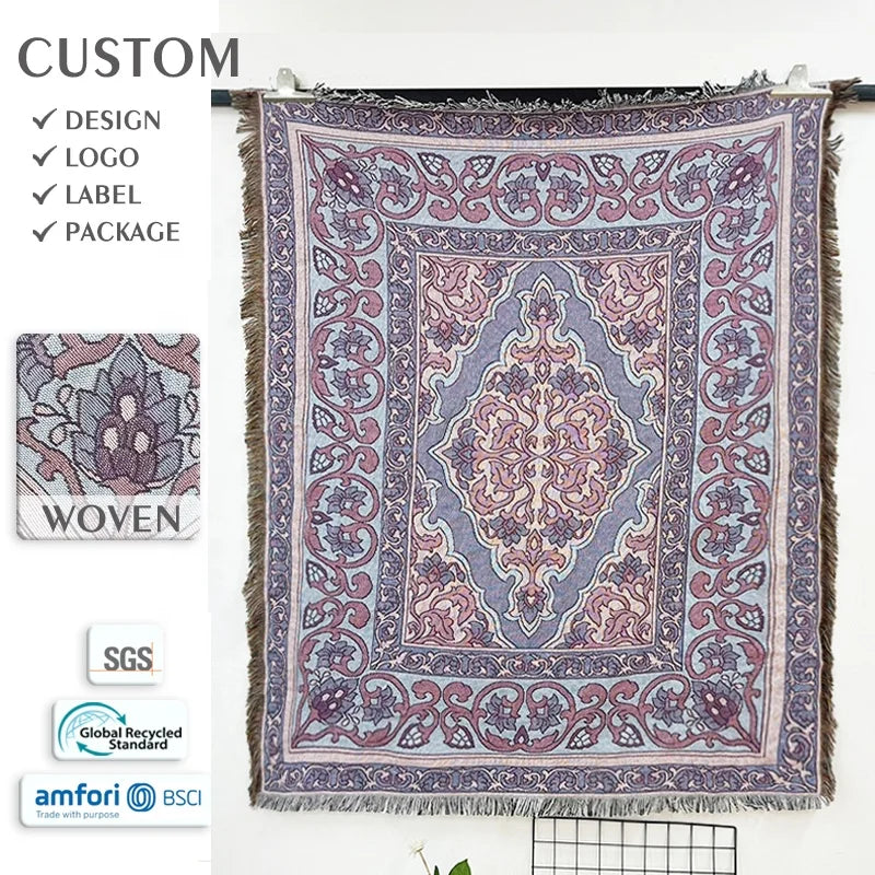 Home Decor Custom Design Boho Throw Blanket with Tapestry Picnic Throw Rug Throws Blanket for Sofa