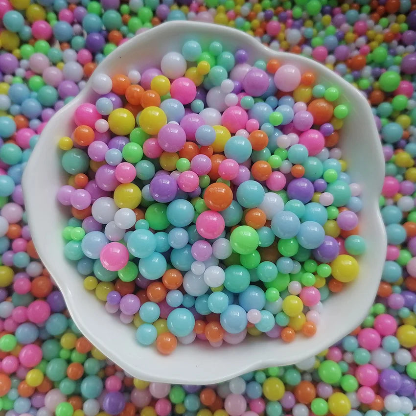 500g DIY Craft Supplies Slime 4/6/8mm Mixed Size Candy Solid Color Acrylic Beads No Hole Plastic Beads