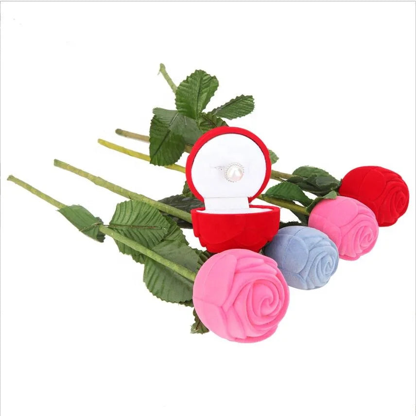 Fadeli Satin Rose Jewelry Gift Boxes Custom Jewelry Boxes Velvet Ring Gift Box Rose Shape