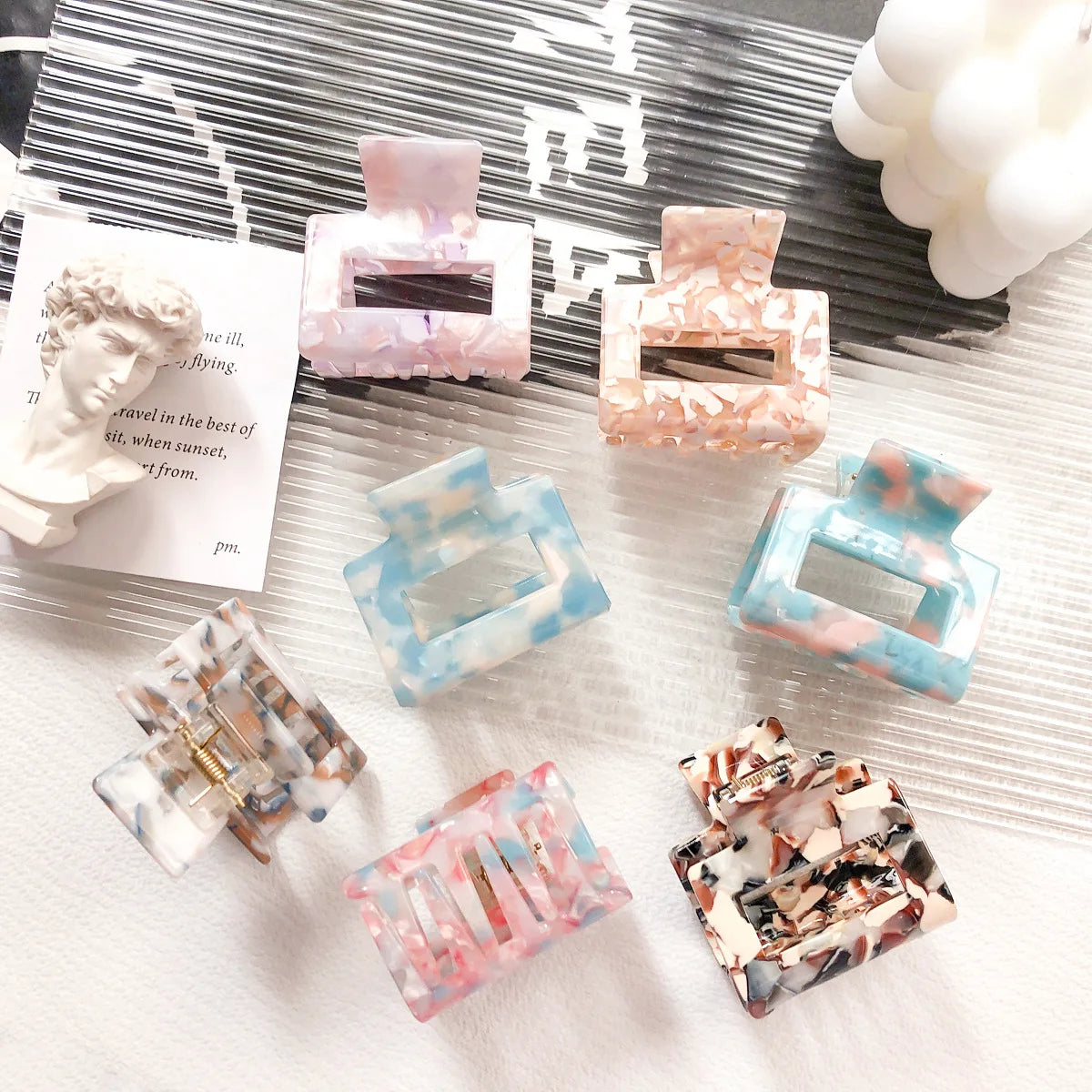 MIO Hot Sale 5cm Acetate Hair Claw Clip Square Shape Hair Clamp Accessories Colorful Luxury Design Hair Claw