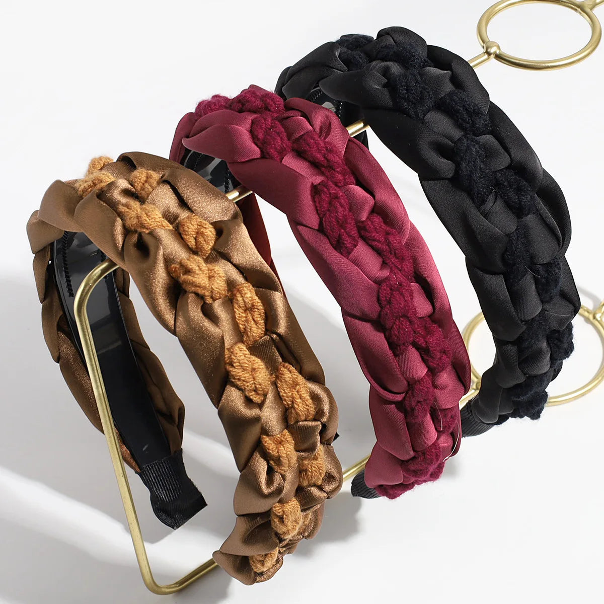 Fashion Retro Design Braid Hair Band with Gradient Color Sporty Unisex Non- Fabric Headband