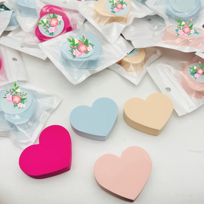 Custom Soft Cotton Heart Eyelash Extension Tools Wholesale Makeup Powder Puff Pink Lash Extension Flowering Pad