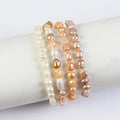 6mm-7mm Freshwater Pearl Bracelet Pink Purple White Pearl Beaded Bracelets With Stainless Steel Women Jewelry