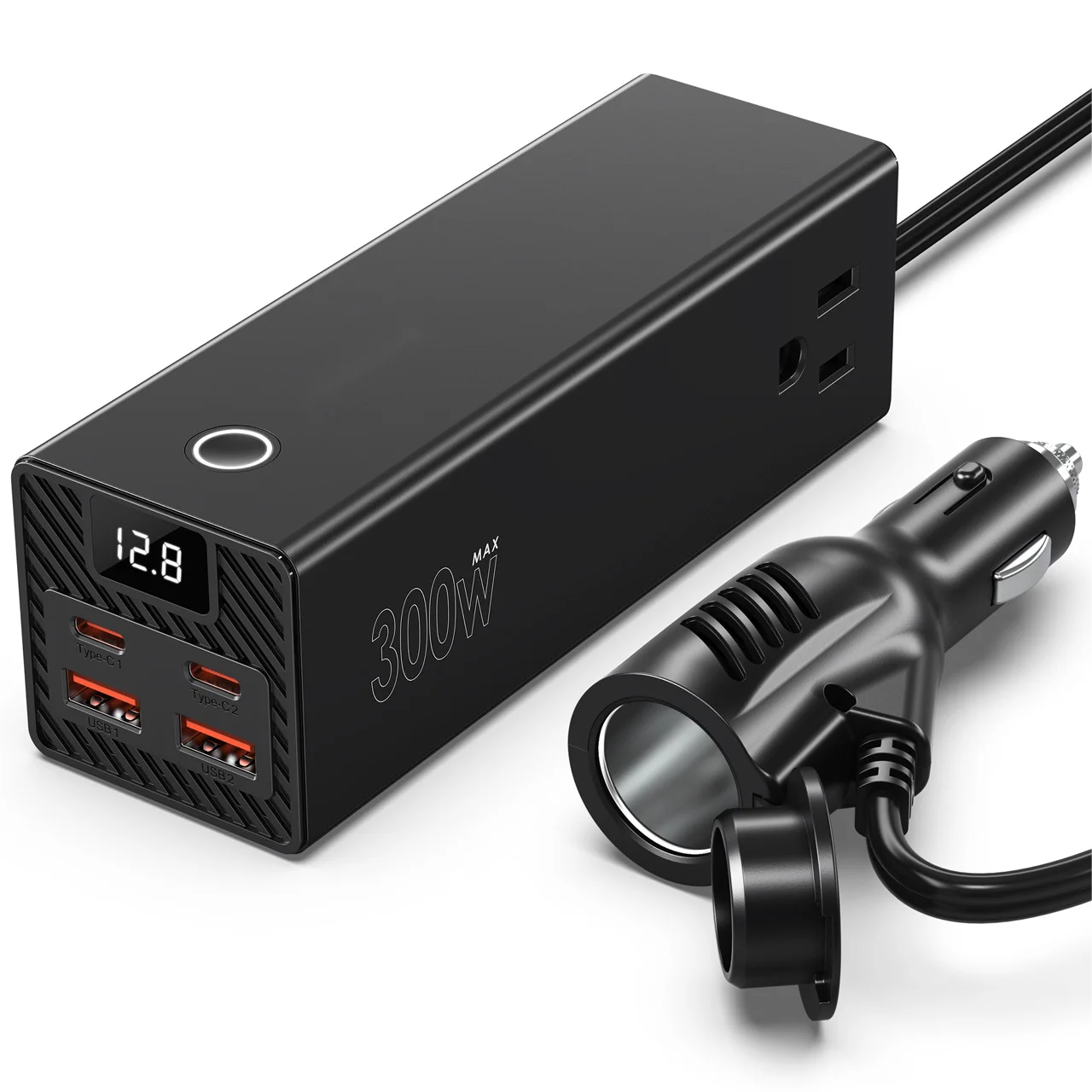 300W Dual USB C Fast Car Power Inverter 12V DC to 110V AC Converter for Laptop Camping Hiking