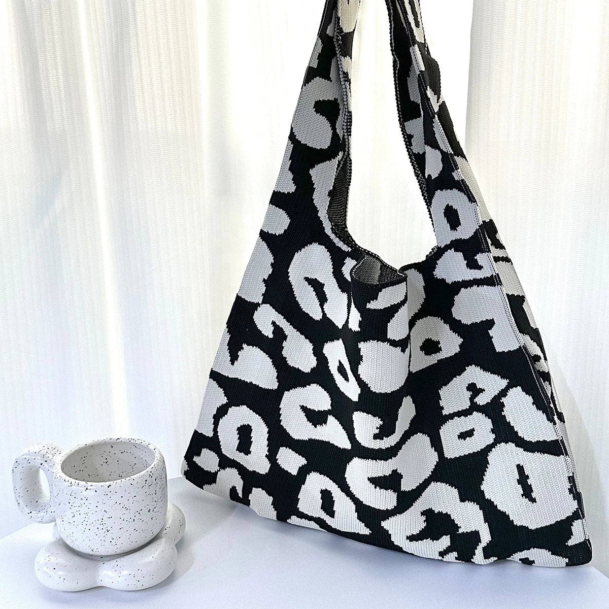 Fashion Designer Women's Large Capacity Knitted Tote Bags Open Closure Hobo Shoulder Shopping Bags-Wholesale