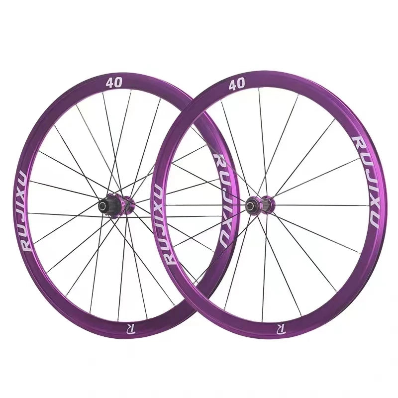 2024 RUJIXU120 700C Purple Wheel Set 30/40/50MM V-brake Aluminum Alloy 120 Ring Clincher for Bicycles MegaBDM