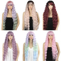 Joedir Cosplay Long Body Wavy Womens Wig Colored Ombre Blonde Wigs Purple for Women Heat Resistant for Women Synthetic Wig