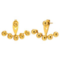 Gold Plated Adjustable Stud Earring Stainless Steel Beaded Earrings for Women
