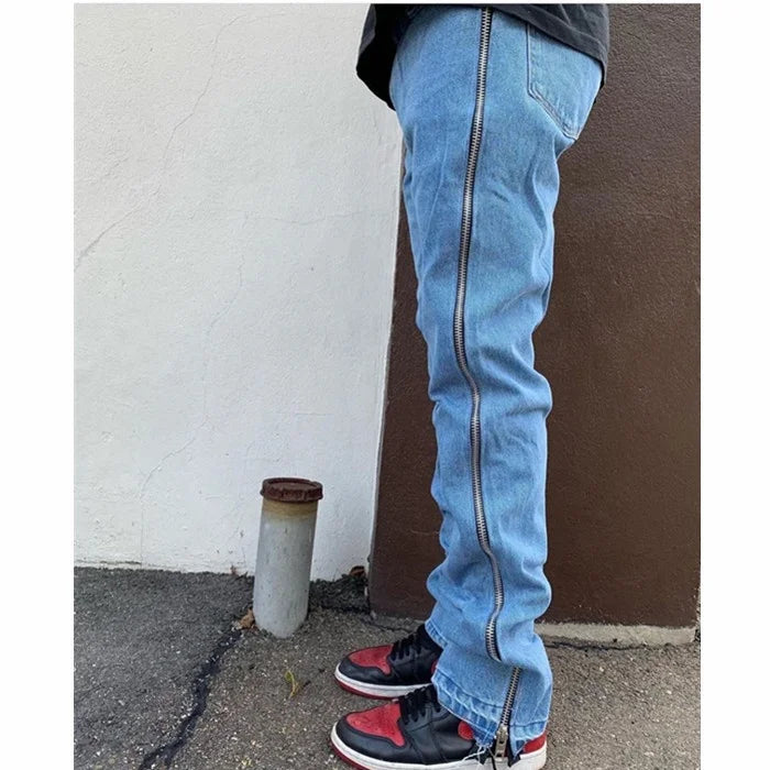 OEM FOG Private Blue Brand Drop Shipping Stock Skinny Zipped Jeans Men Zip off Leg Pants