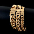 NUOYA 8/10/12MM 18K Gold Plated Miami Pulseras De Oro Stainless Steel Cuban Link Chain Hip Hop Jewelry Men Bracelet