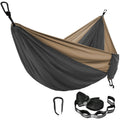 Solid Color Double Person Outdoor Nylon Parachute Hammock Hanging Camping Hiking Furniture Black Carabiner for Survival Travel