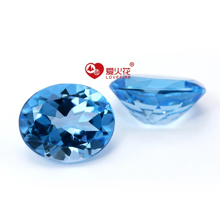 4*6-10*14 Wholesale Natural Stone Loose Gemstone Oval Shape swiss Natural Blue Topaz