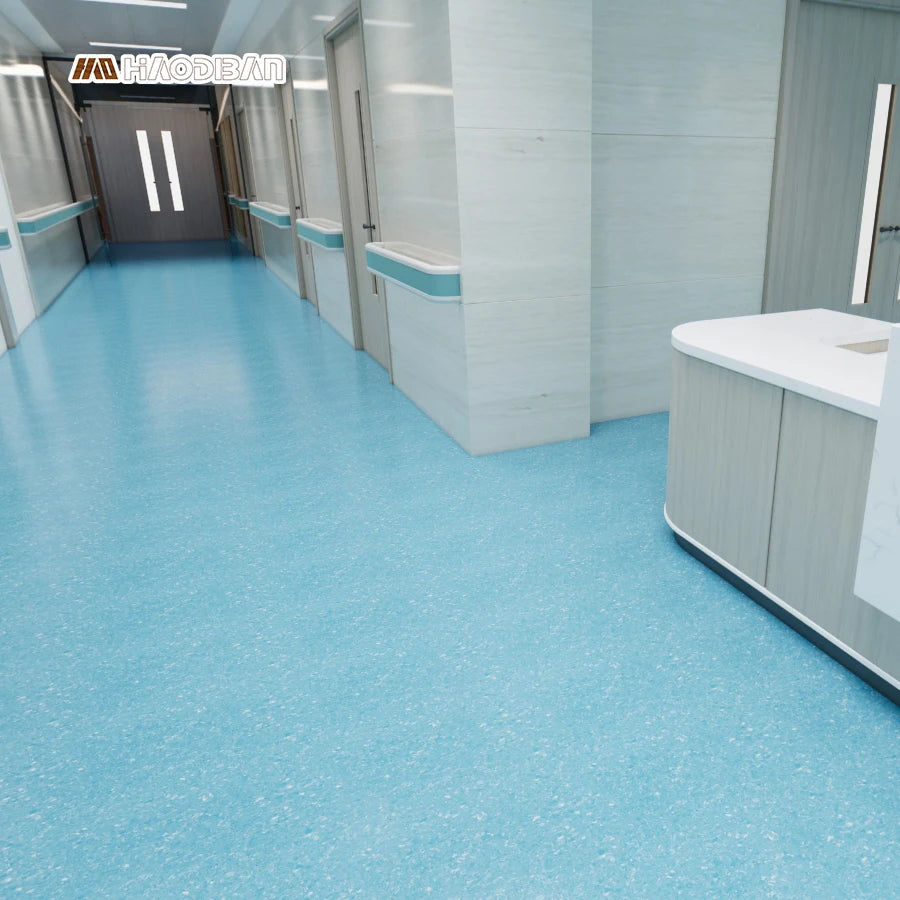 Surgical Grade Hospital Flooring Rolls 2mm Homogeneous PVC Vinyl with Scratch Resistance Anti-Bacteria Fire-Proof BF1