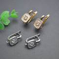Wholesale Good Quality Brass Metal Silver Gold Plating CZ Paved Square Shape Earring Clasps for Women Men Jewelry DIY Making