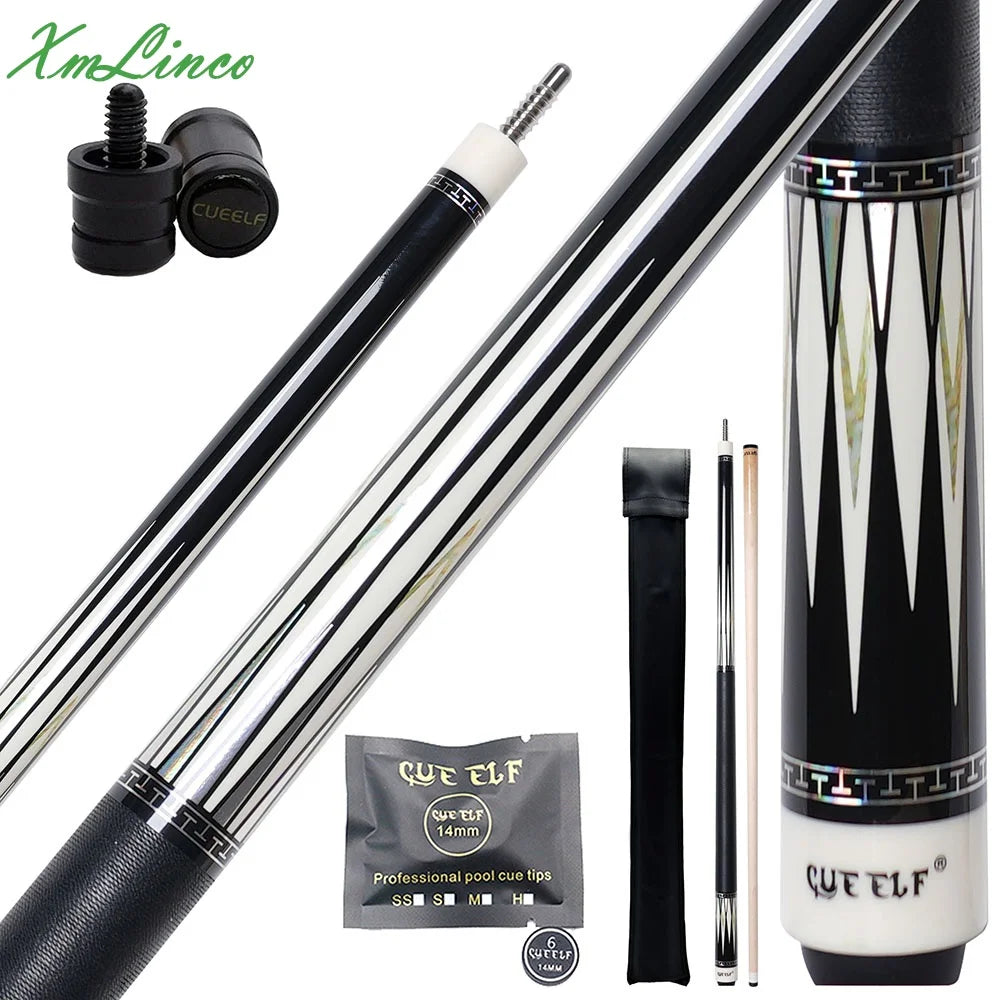 Xmlinco High Technology Billiard Pool Cue Professional 12.5mm Tip Size Hard Maple Shaft Stainless Steel Joint Linen Warp MegaBDM