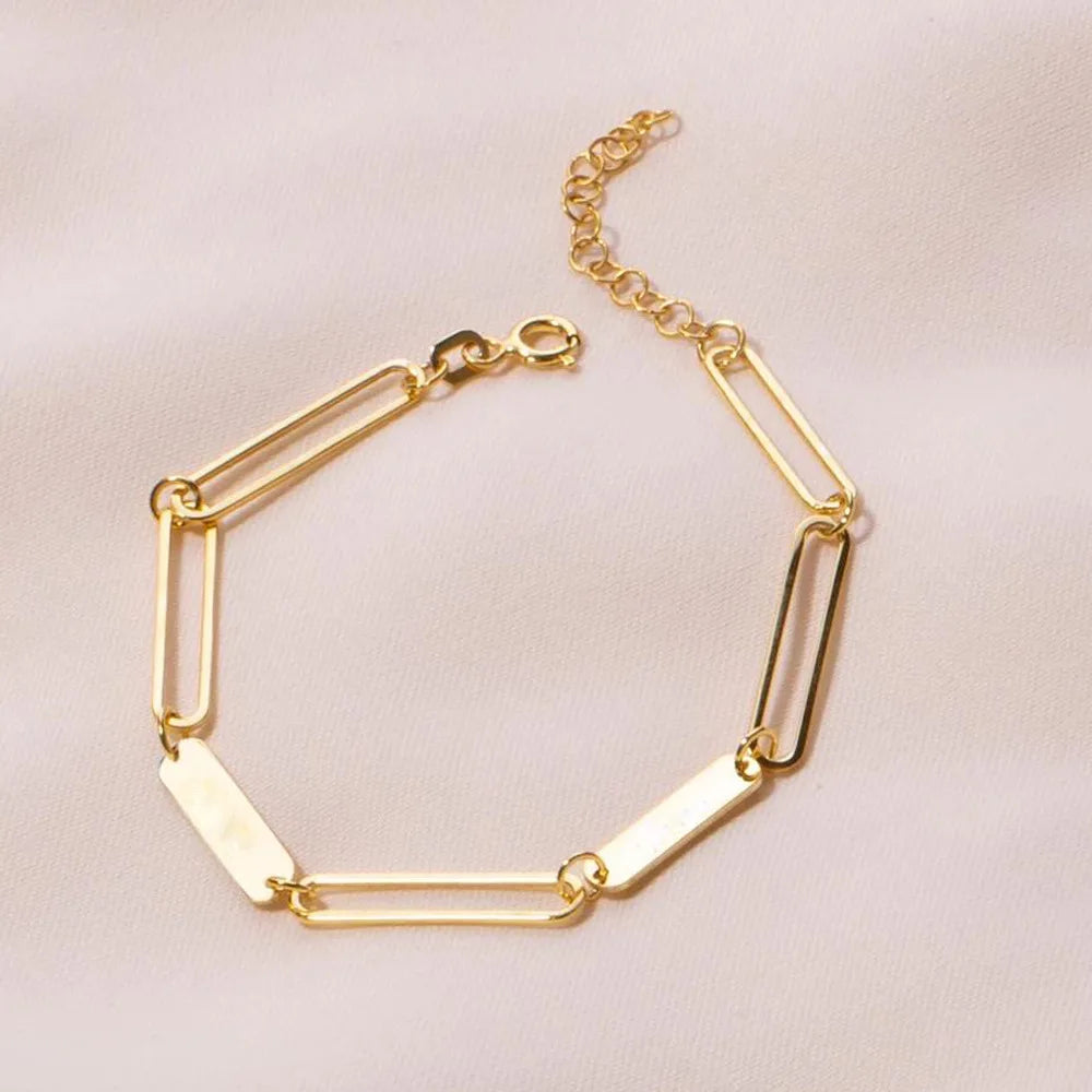 New Trendy 18K Gold Plated Bracelets Custom Blank Bar Link Friendship Bracelets for Girls
