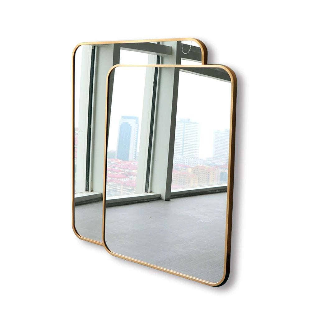 Large Cheap Fancy Bath Decorative Rectangle Shaped Dark Gold Rustic Wall Body Mirror with Frame