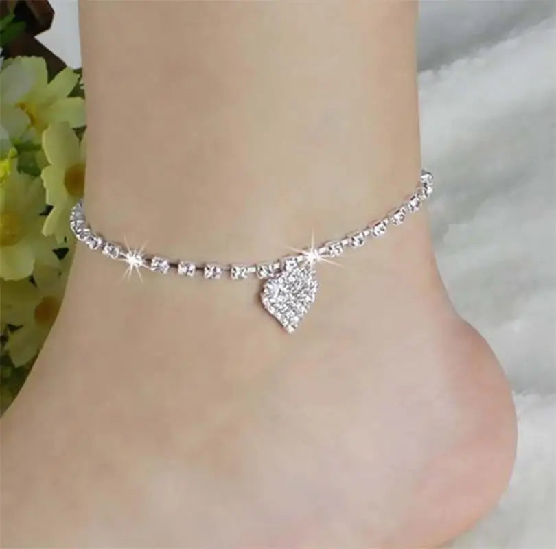 Wholesale 2023 Silver Anklet Chain Foot Accessories Fashion Bead Sandals Diamond Pentagram Heart Anklet Braclet for Women
