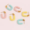18K Gold Plated Enamel Earrings Hoop & Fine Stud Stainless Steel Couple Jewelry Elegant Hoop Stud Earrings