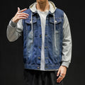 Mens Biker Denim Jackets Winter Stylish Clothes Hooded Bomber Coat Knit Sweater Hoodie Trucker Jeans Jacket