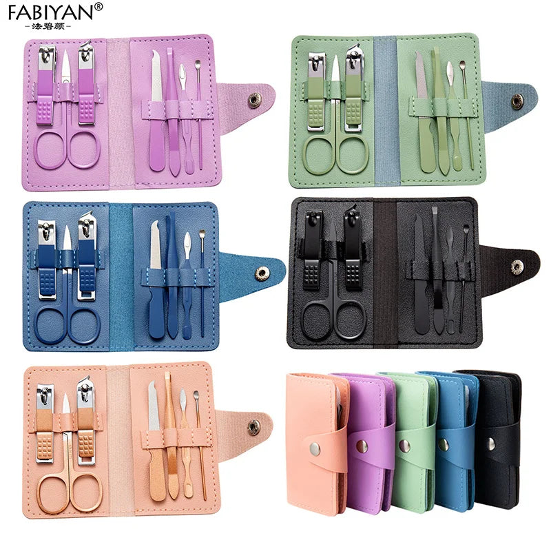 7 in 1 Nail Clipper Kit Nail File Scissors Carbon Steel Manicure Pedicure Care Set With PU Case
