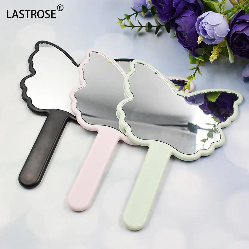 Mini Portable Light Makeup Mirror butterfly Shape Handheld Cosmetics Tools Pocket pink Mirror