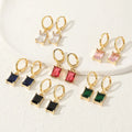Handmade Ins Arete 14k Gold Copper Geometric Earrings Colorful Zircon Earrings for Women Jewelry