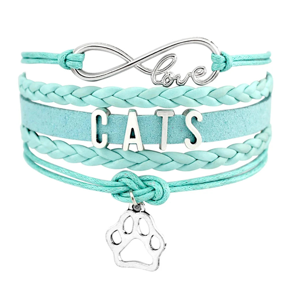 Factory Infinity Love Best Friend Kitty Kitten Cat Lover Women Person Lover Paw Print Cat Mom Friendship Bracelet for Women