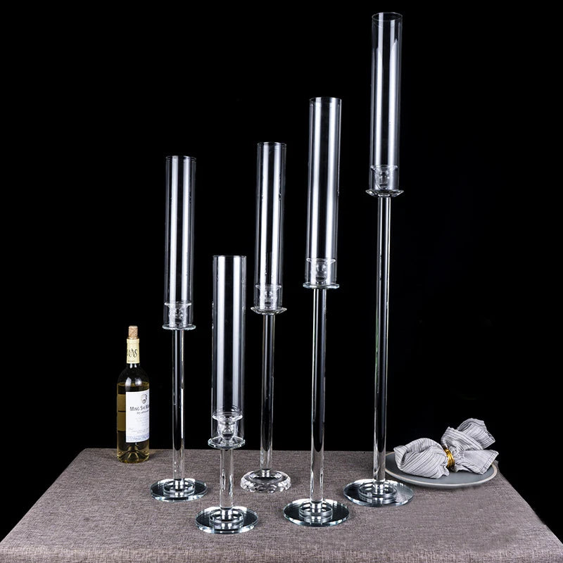 Wholesale Crystal Glass Tea Light Votive Sets of 5 Candle Holder Wedding Crystal Candelabra on Sale