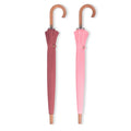 24K Custom Logo Auto Open Windproof Waterproof All-in-One Straight Umbrella with Wooden Hook Handle for Business Gifts