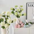 New Arrival 5 Heads Artificial Real Touch PU Snowball Small White Green Hydrangea Graduation Easter Wedding Home Party Table