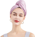 New Double Layers Turban Towel Wraps Silk Satin Microfiber Fleece Quick for Women Satin Hair Drying Towel for Curly Hair