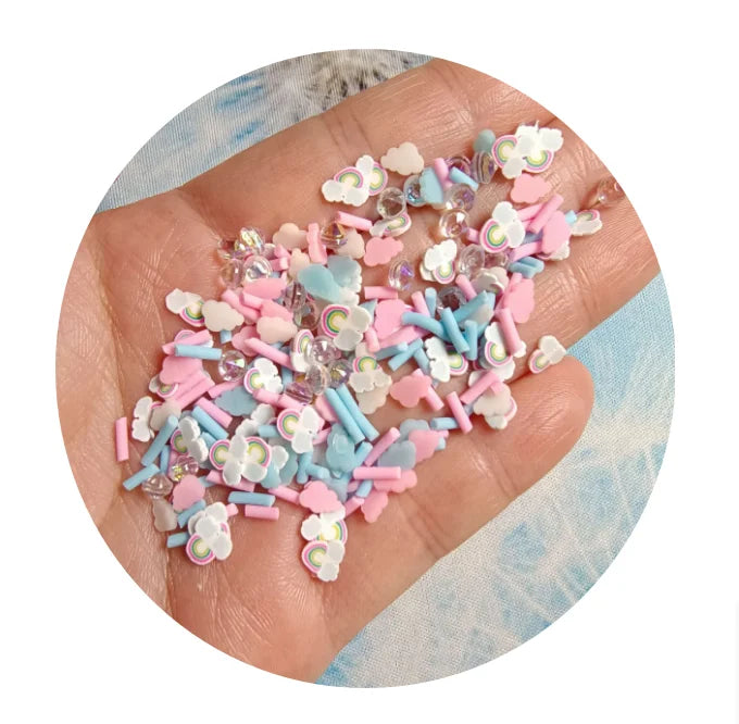 500g Sprinkle Slime Mixed Crystal Diamonds Rainbow Heart Polymer Slices Clay Sprinkles for Crafts Making DIY Slime Filling