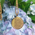 2024 New Golden Stainless Steel Religious Islam Double-Sided Engraved Al-Kursii Allah Pendant with Rope Chain for Muslim Parties