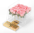 Premium Water-Tight Clear Acrylic Flower Box Eco-Friendly and Portable Factory Wholesale for 9 Roses Display