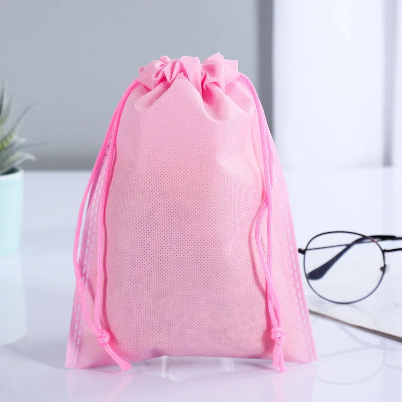 Wholesale  Custom Print Logo Reusable Laminated Non Woven Drawstring Bag Custom ECO Non Woven Drawstring Travel Shoes Bag