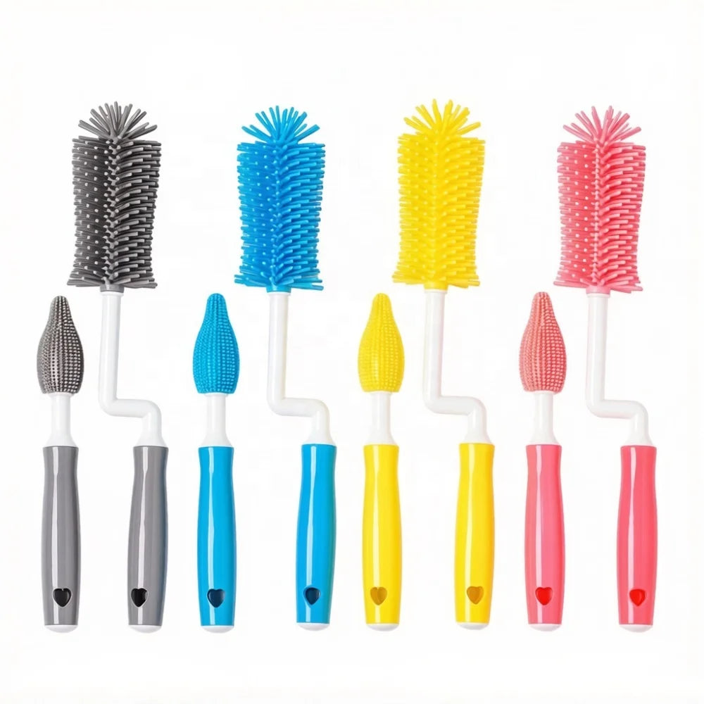 New Design Baby Bottle Brush BPA Free Baby Pacifier Straw Cleaning Brush Portable Milk Bottle Brush Set