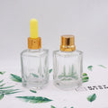 15ml square Glass clear Essential Oil Bottles with Gold Dropper Lid