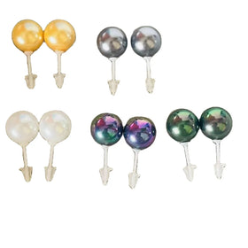 Ceramic Non Allergic Shell Pearl Stud Earrings Dark Grey Gold Peacock Green rainbow Black 15 Different Colors Available