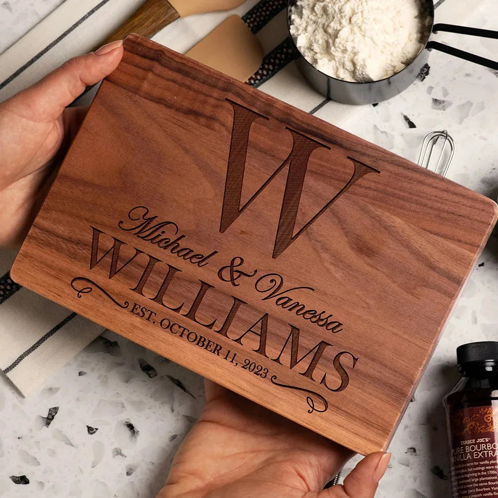 Customized Walnut Wood Cutting Board with Personalized Logo Small MOQ Wooden Engraved Chopping Block Perfect Gift