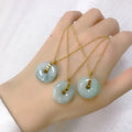 Women Stainless Steel Chain Round Natural Jade Pendant Necklace Chinese Style Lucky Jewelry Jade Necklace