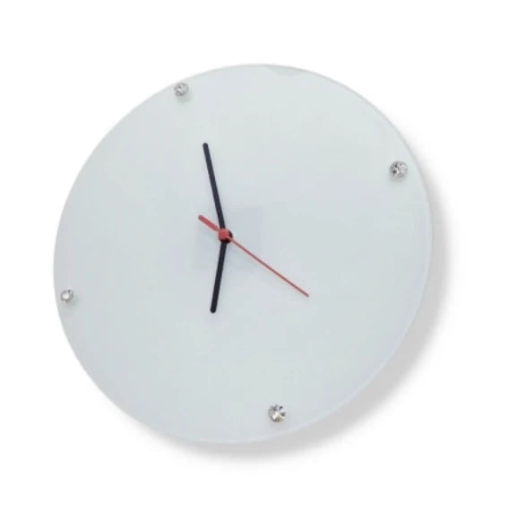 BL-15 30*30CM Round Sharp Sublimation Blanks Glass Photo Frame With Clock
