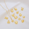 Heart Pentagram Necklace Pendant Double-sided Micro-set Zircon Charms 18K Gold Plated Brass Geometric Pendant