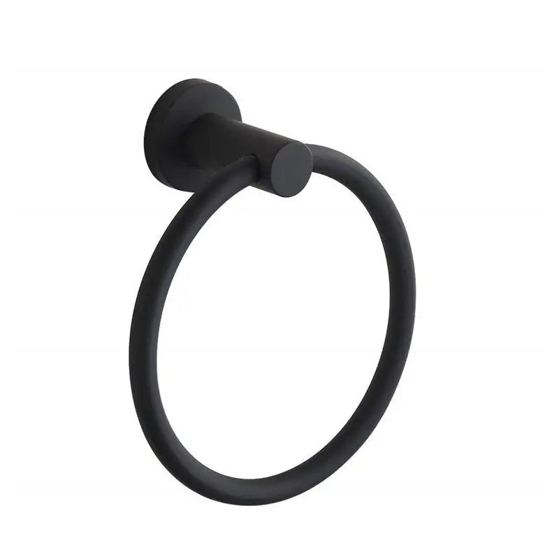 Factory Stainless Steel Black Bath Towel Ring Wall Mounted Towel Rack Towel bar Set Clothes Hat Hooks for Bathroom Washroom
