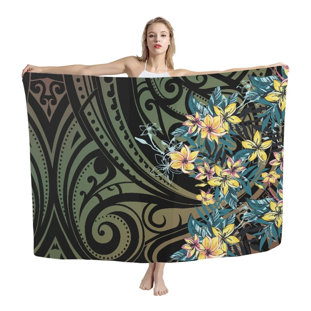 2025 Lavalava Sarong Beachwear Hawaiian Flower Polynesian Multi Wear Swimsuit Sarong Custom Print Wrap Sarong Cover up for Women