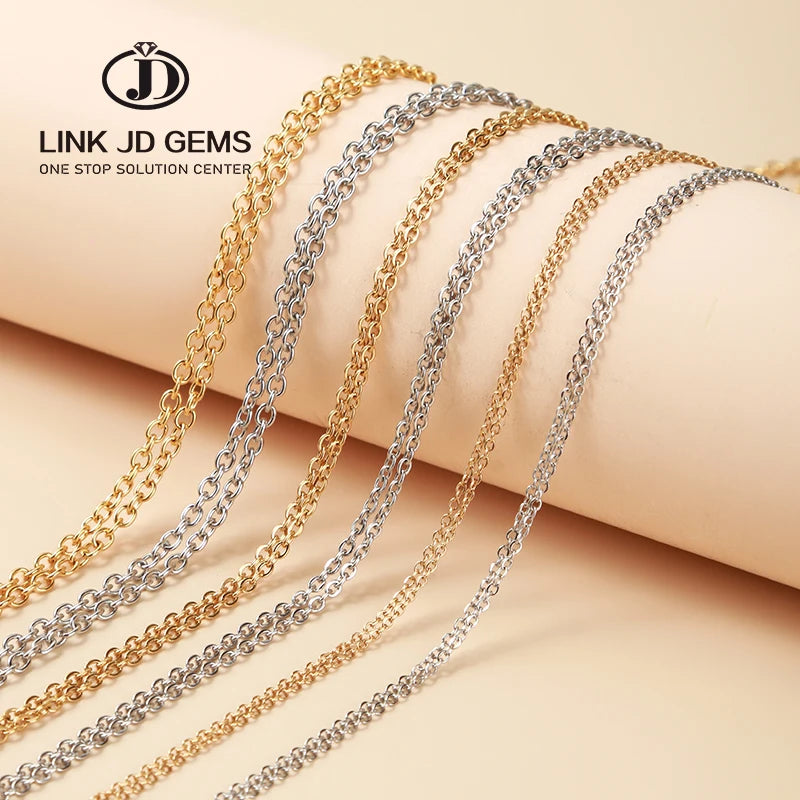 1.7mm 2.2mm 3mm Silver Plated Gold Plated Stainless Steel Link Chain Bulk Necklace Chains for Jewelry Making