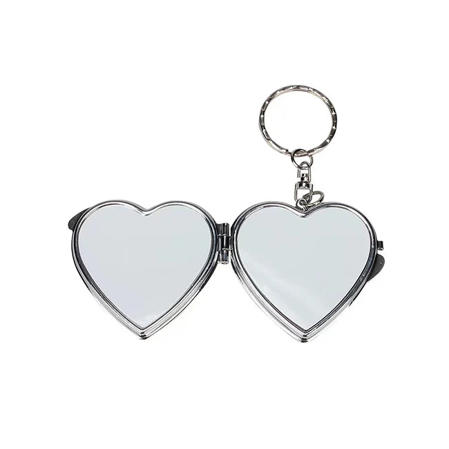 Printed Photo Custom Logo Small Mini Heart Sublimation Mirror Keychain