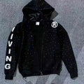 DCY Zip up Rhinestone Hoodie Designer Hoodies Custom Cotton Hoodies Mens Sweatshirts Black Full Zip Streetwear for Men