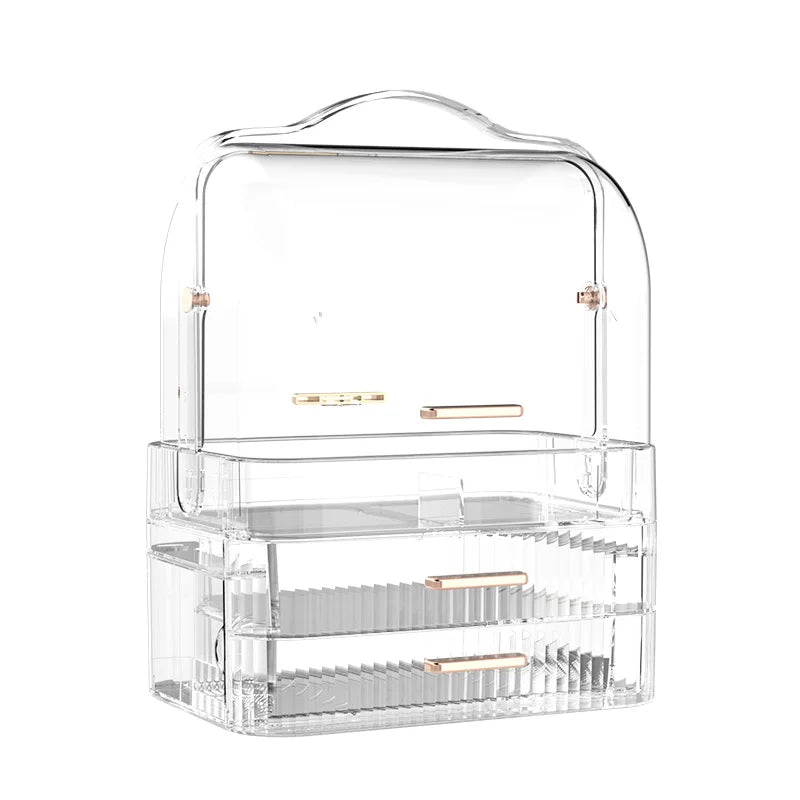 Large Capacity Plastic Desktop Make up Storage Box Makeup Skin Care Organizer Container With Drawers Lid