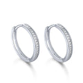 Dylam Simple Design Minimalist 925 Sterling Silver a Row Pave Inside-Out Cubic Zirconia Cz Ladies Women Hoop Earrings